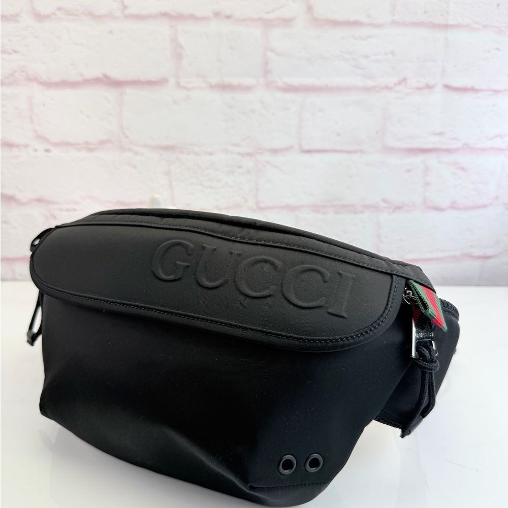 Gucci Nexus Web Interlocking Black Belt Bag Unisex NEW